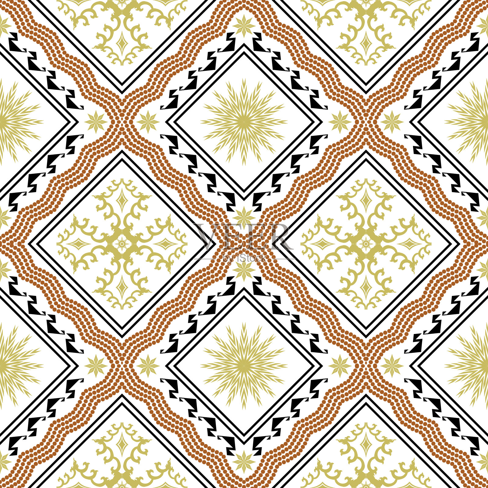 民族刺绣风格。插画图片素材