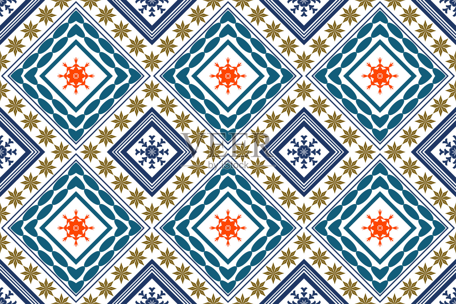 民族刺绣风格。插画图片素材