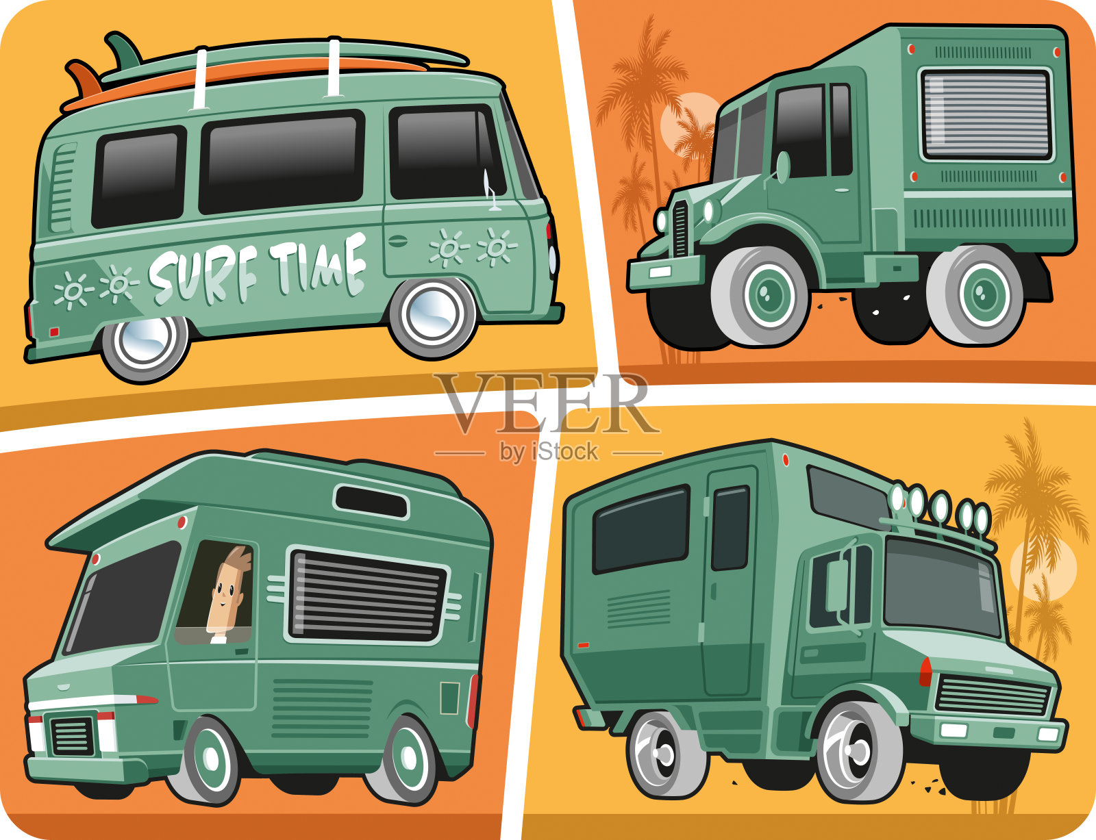 大篷车套装插画图片素材