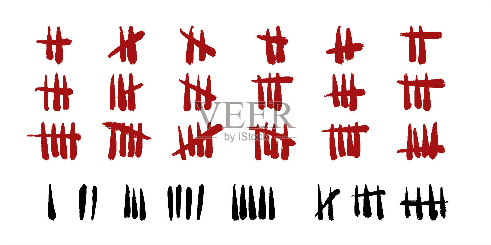 一组矢量图标。墙上的计数标记。插画图片素材