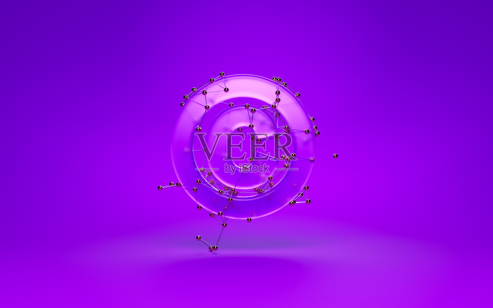 紫色版权符号覆盖的连接线和点在紫色的背景照片摄影图片