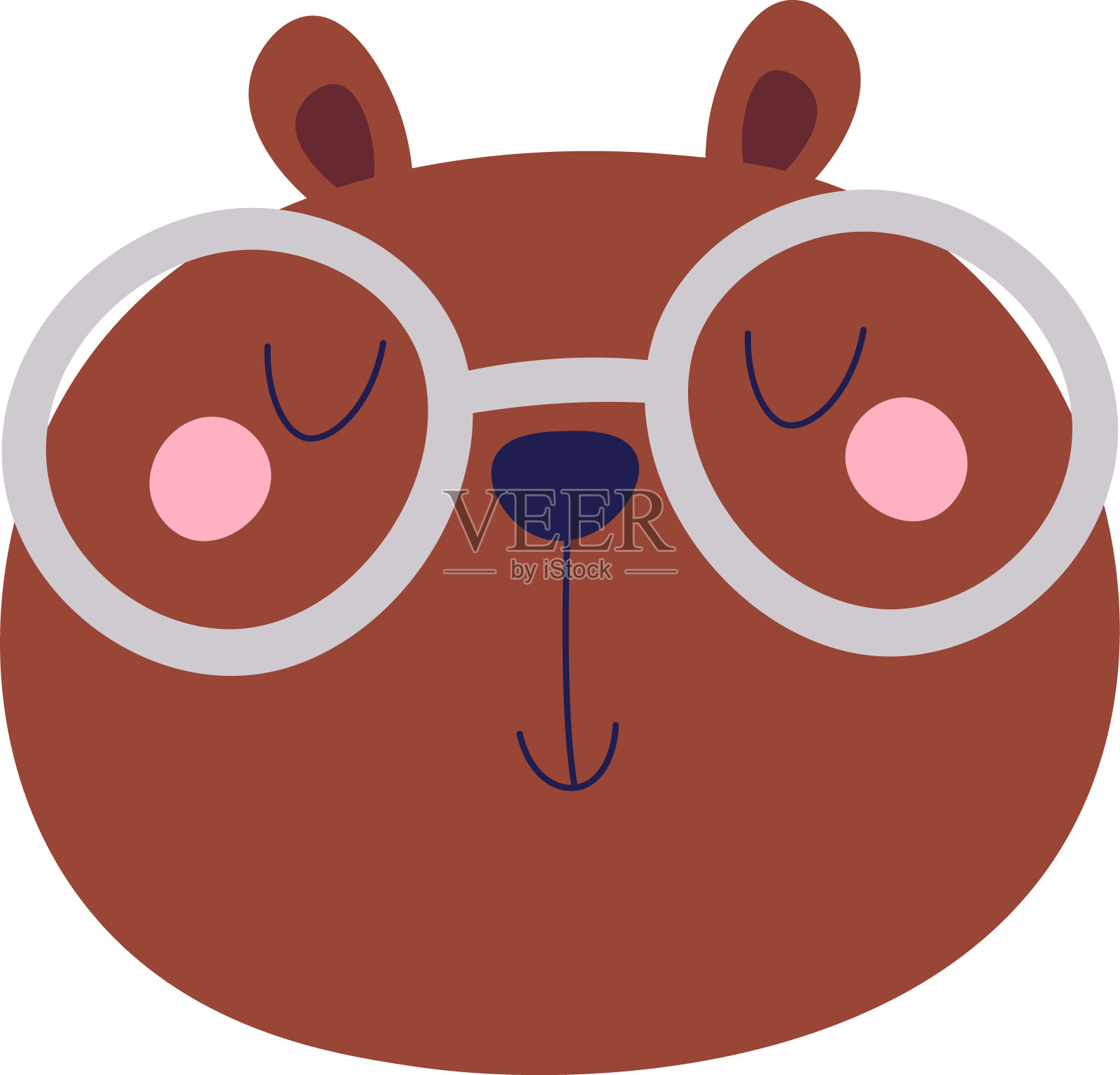 elements_cute_animal_faces_with_glasses插画图片素材