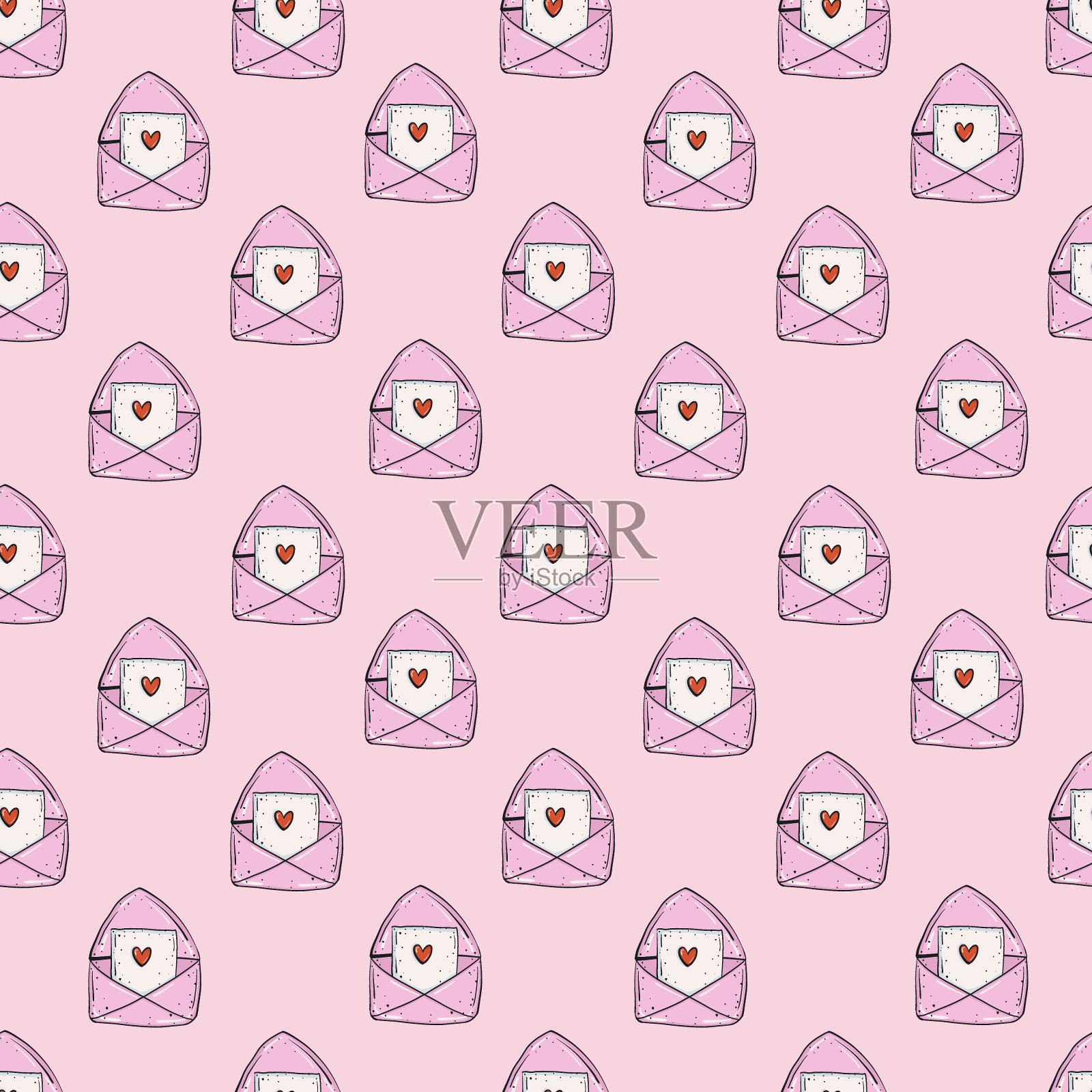 情书无缝图案插画图片素材