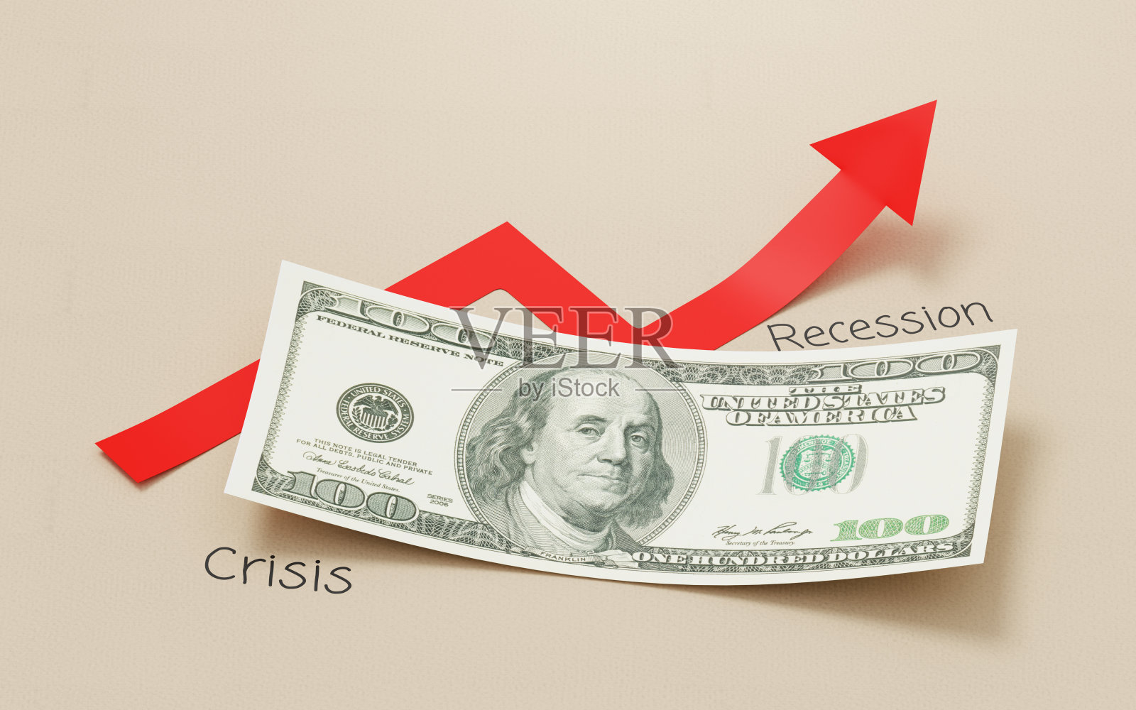 增长货币金融业务危机金融通货膨胀投资三维经济货币市场背景财富破产经济银行概念或红箭头美元债务衰退符号。照片摄影图片