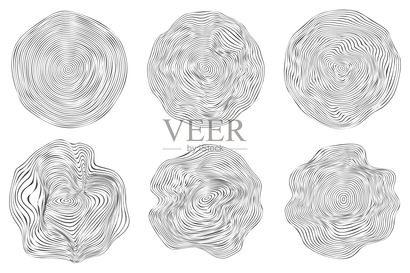 木制地形圆。木材有机切片线条设计。线条波纹圆木纹理。树砍插画图片素材