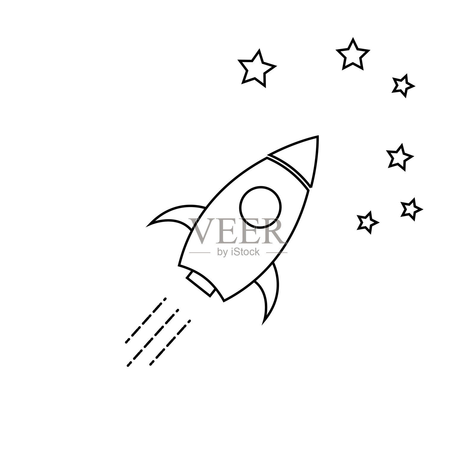 火箭图标矢量，火箭船在一个平坦的风格插画图片素材