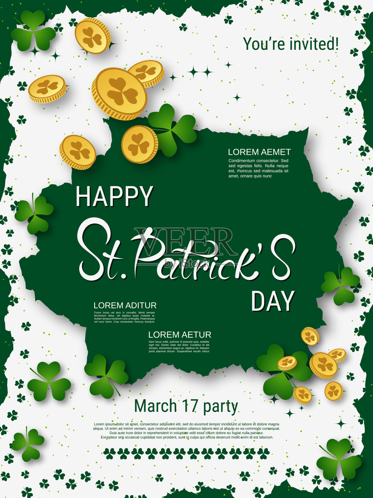 圣帕特里克节矢量传单模板插画图片素材