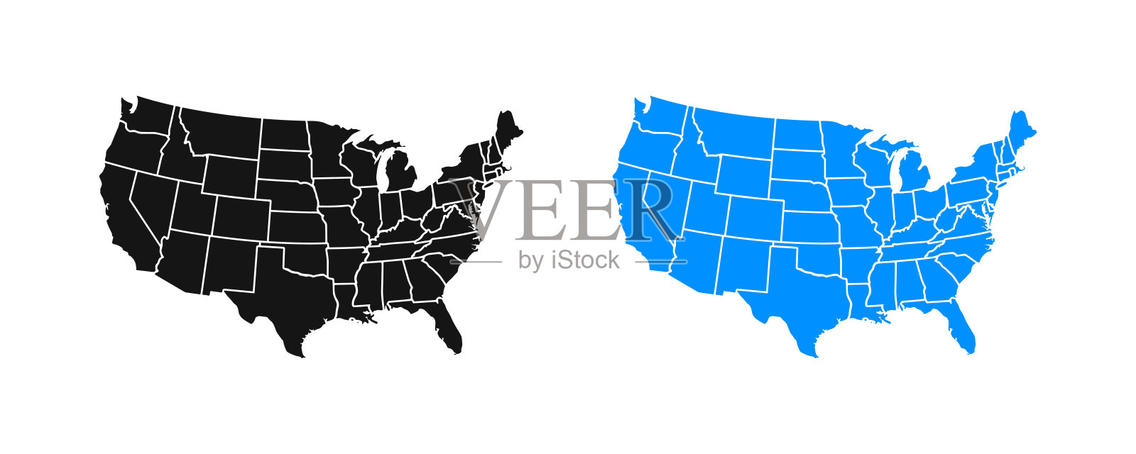 美国地图。美国地图。美国各州矢量图标。插画图片素材