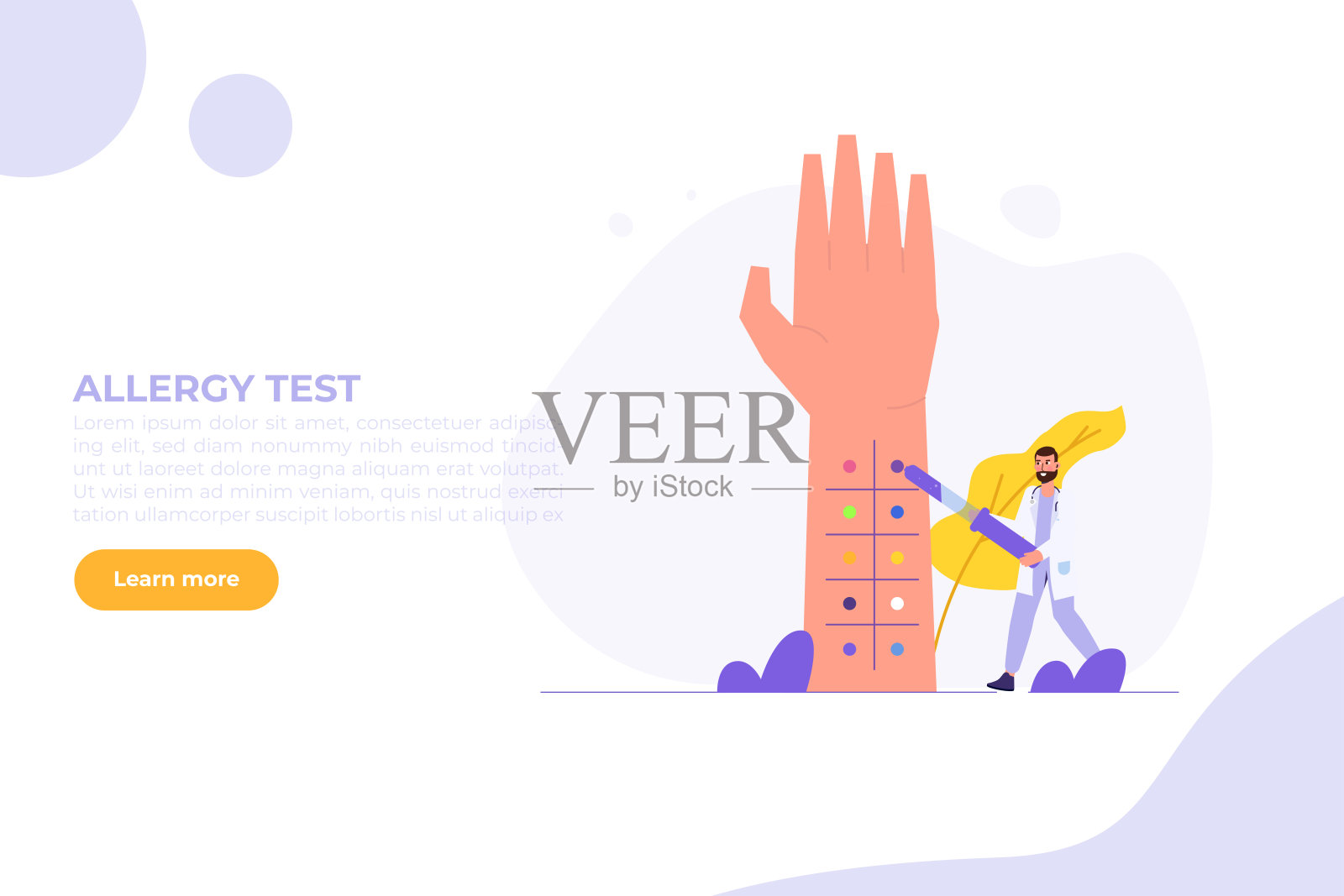 实验室过程中皮肤刺痛过敏试验的概念。矢量插图。插画图片素材