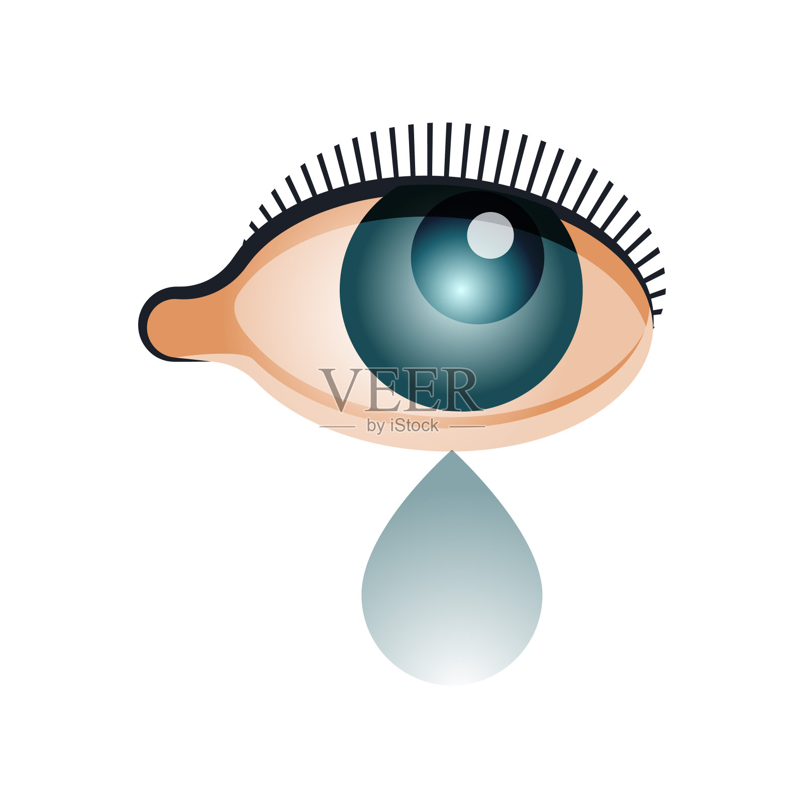 复古贴纸。现代平面矢量概念插图。眼睛与眼泪图标。社交媒体广告。插画图片素材