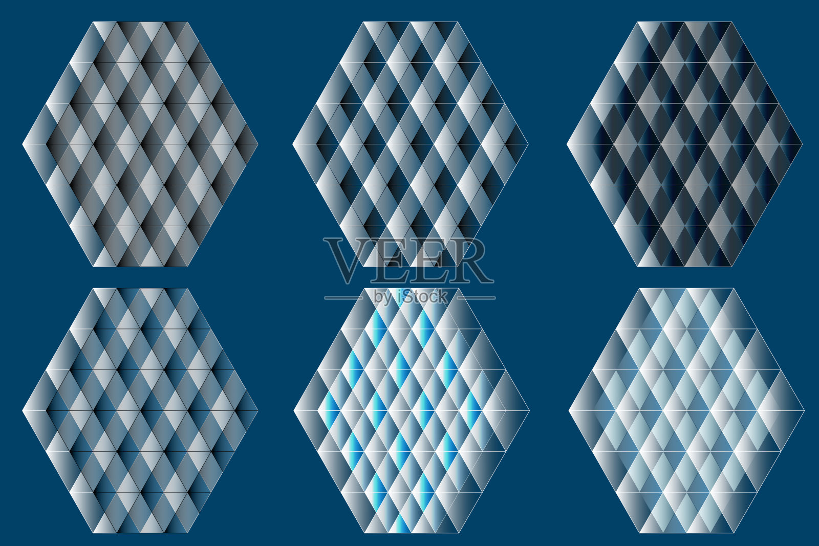 不同随机大小的体积元素，3D插图。插画图片素材