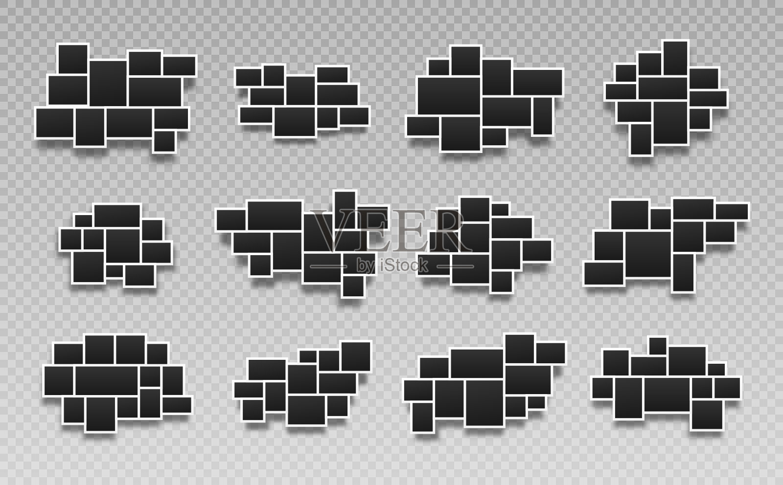 一组相框拼贴。插画图片素材