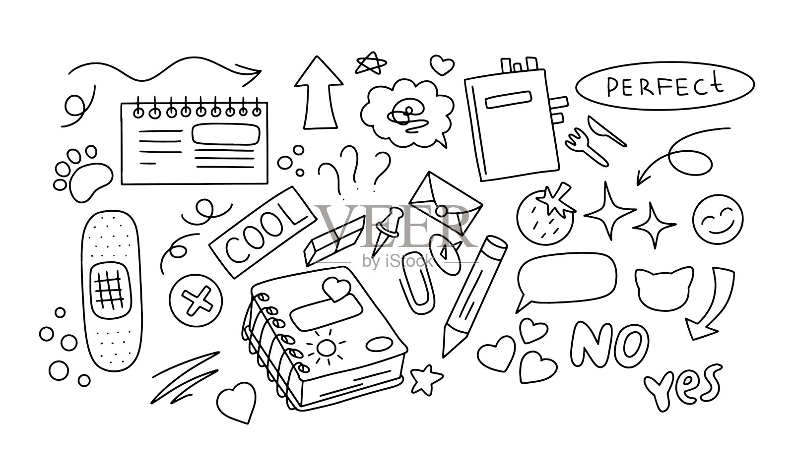 商业涂鸦手绘图标。矢量图插画图片素材