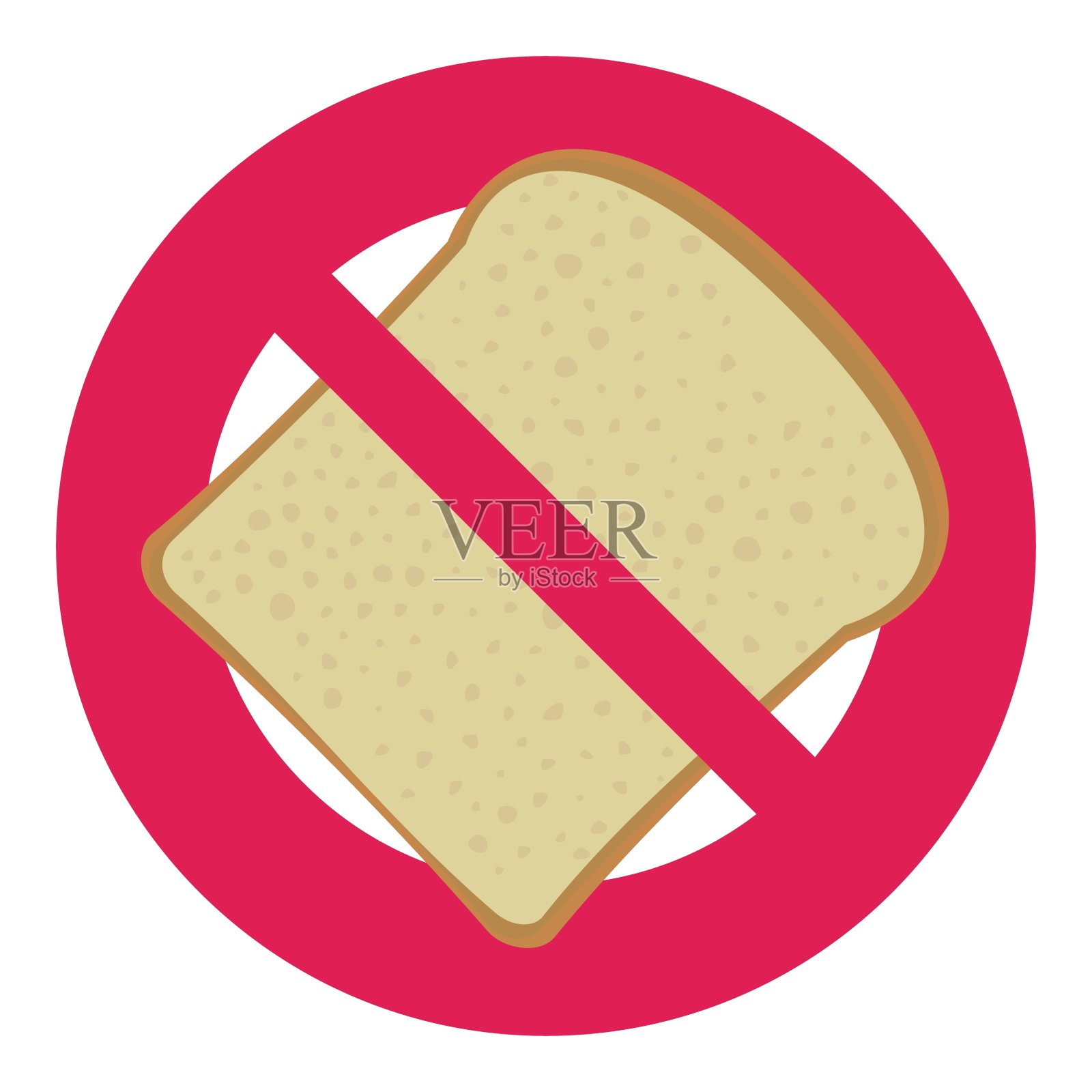 禁止夹心面包(平面设计，切割)插画图片素材