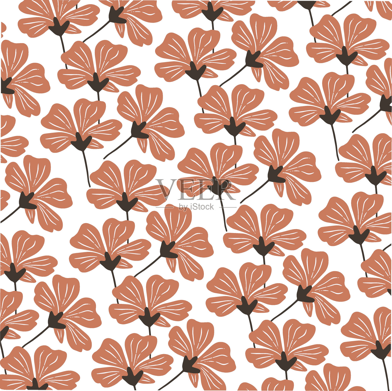 矢量花卉颜色图案。用于织物、横幅、海报上印刷的图案。插画图片素材