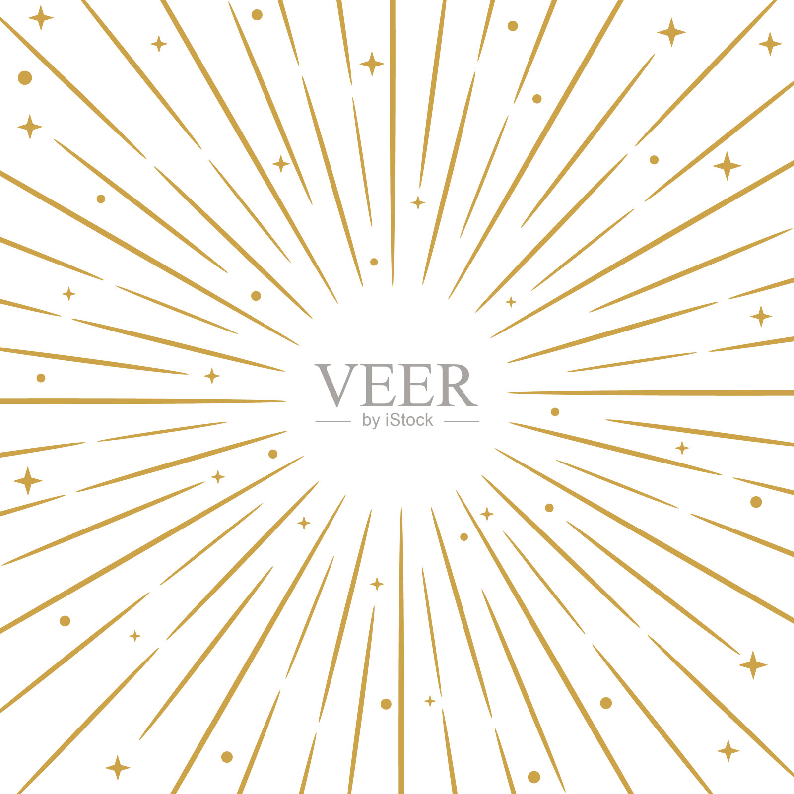 金色的太阳爆发矢量框架与星星插画图片素材