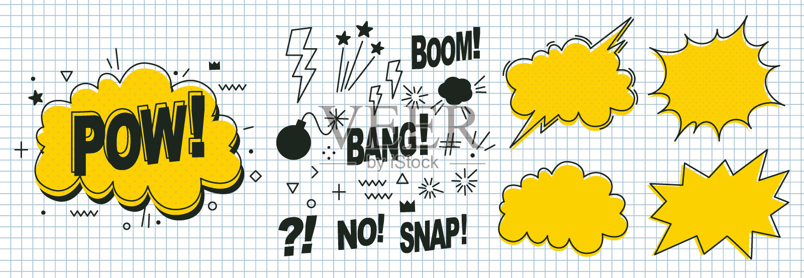 语音气泡，效果集手绘与笔在一个检查笔记本插画图片素材