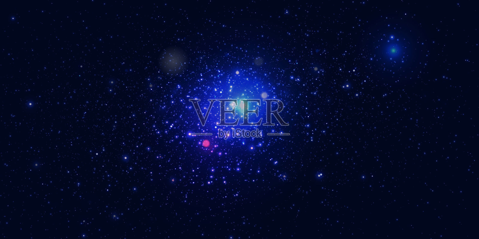 夜晚星空和明亮的蓝色银河之光。插画图片素材