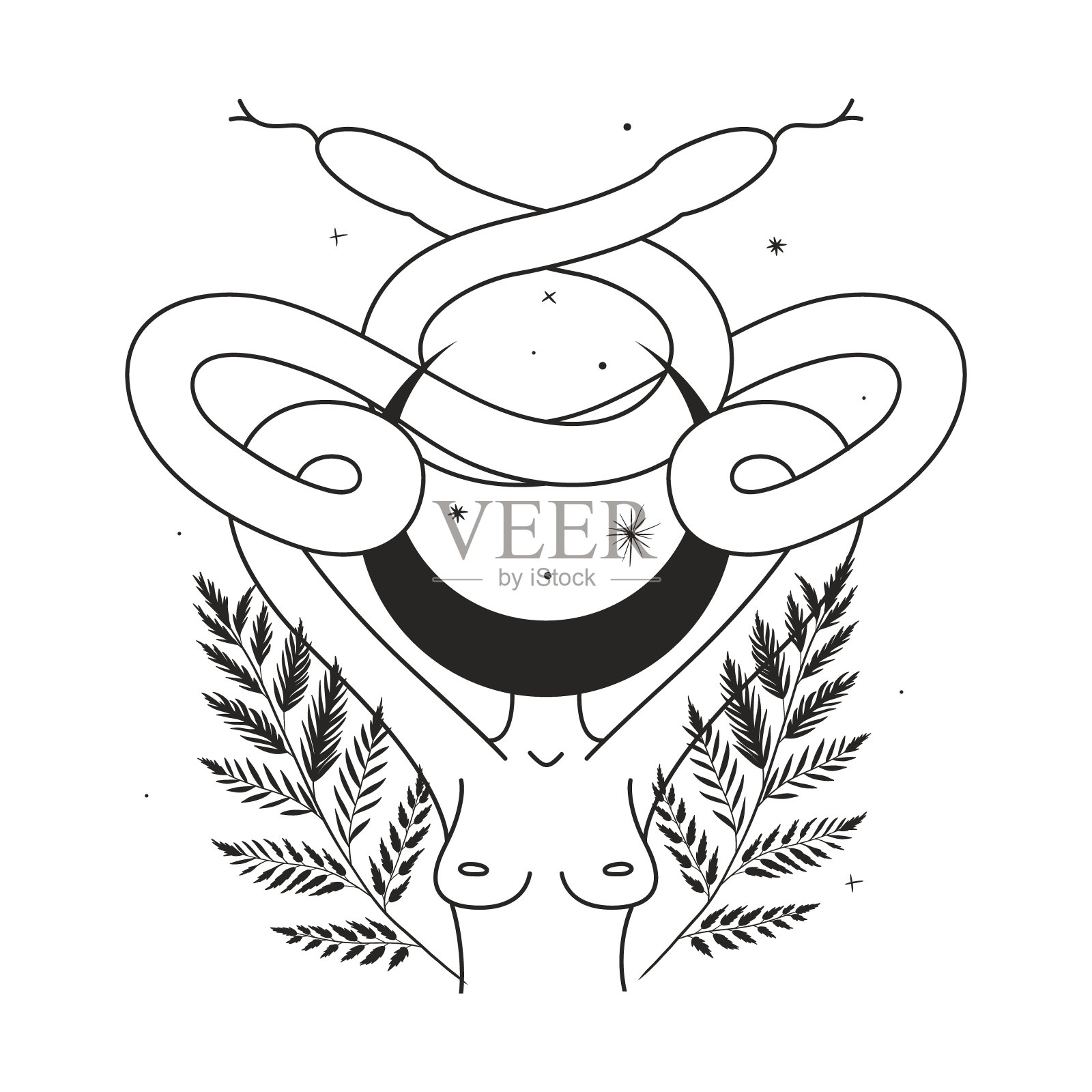 矢量插图月相集。不同阶段的月光活动在复古雕刻风格。星座插画图片素材