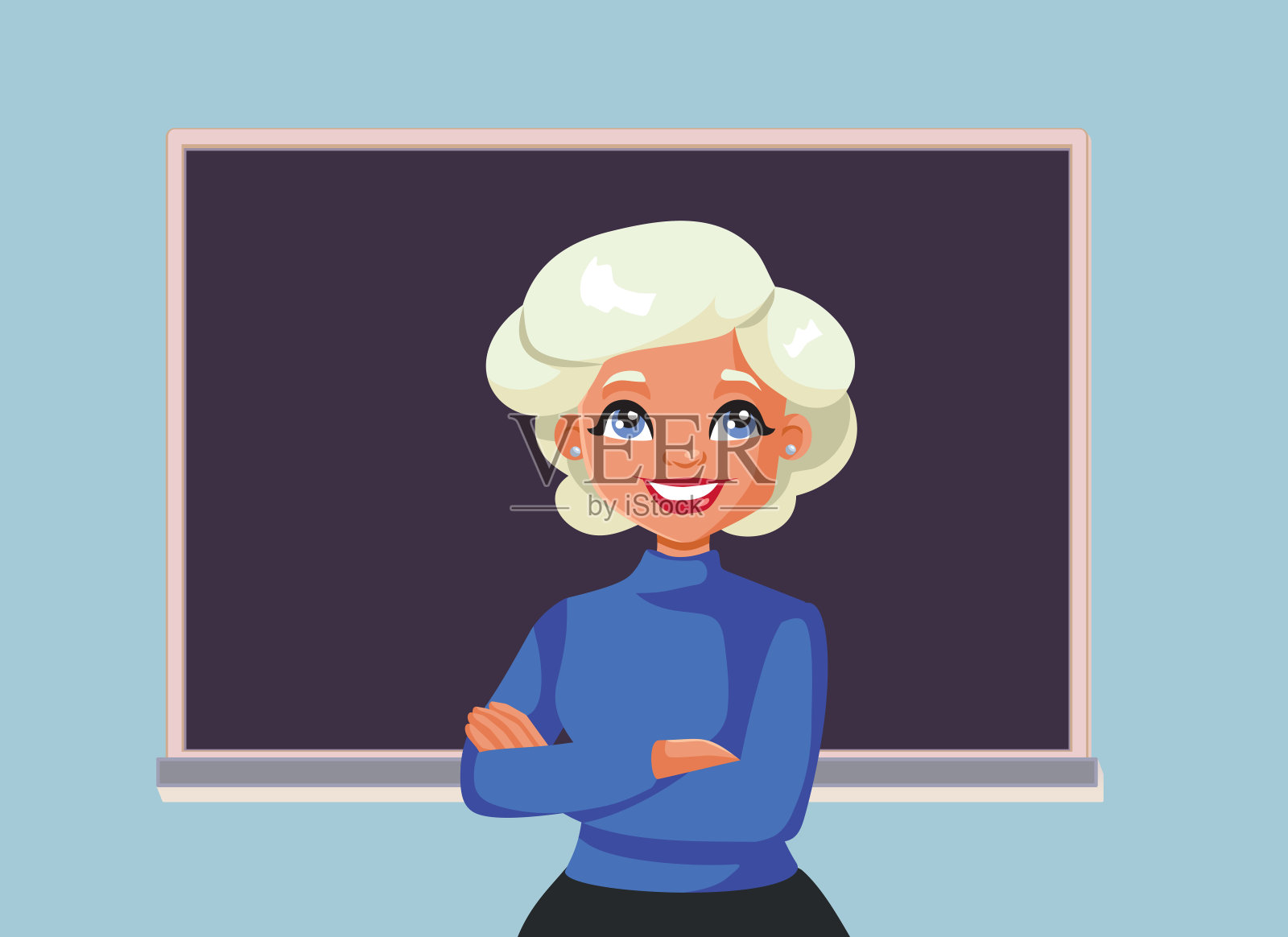 快乐的老师站在教室矢量插图设计插画图片素材