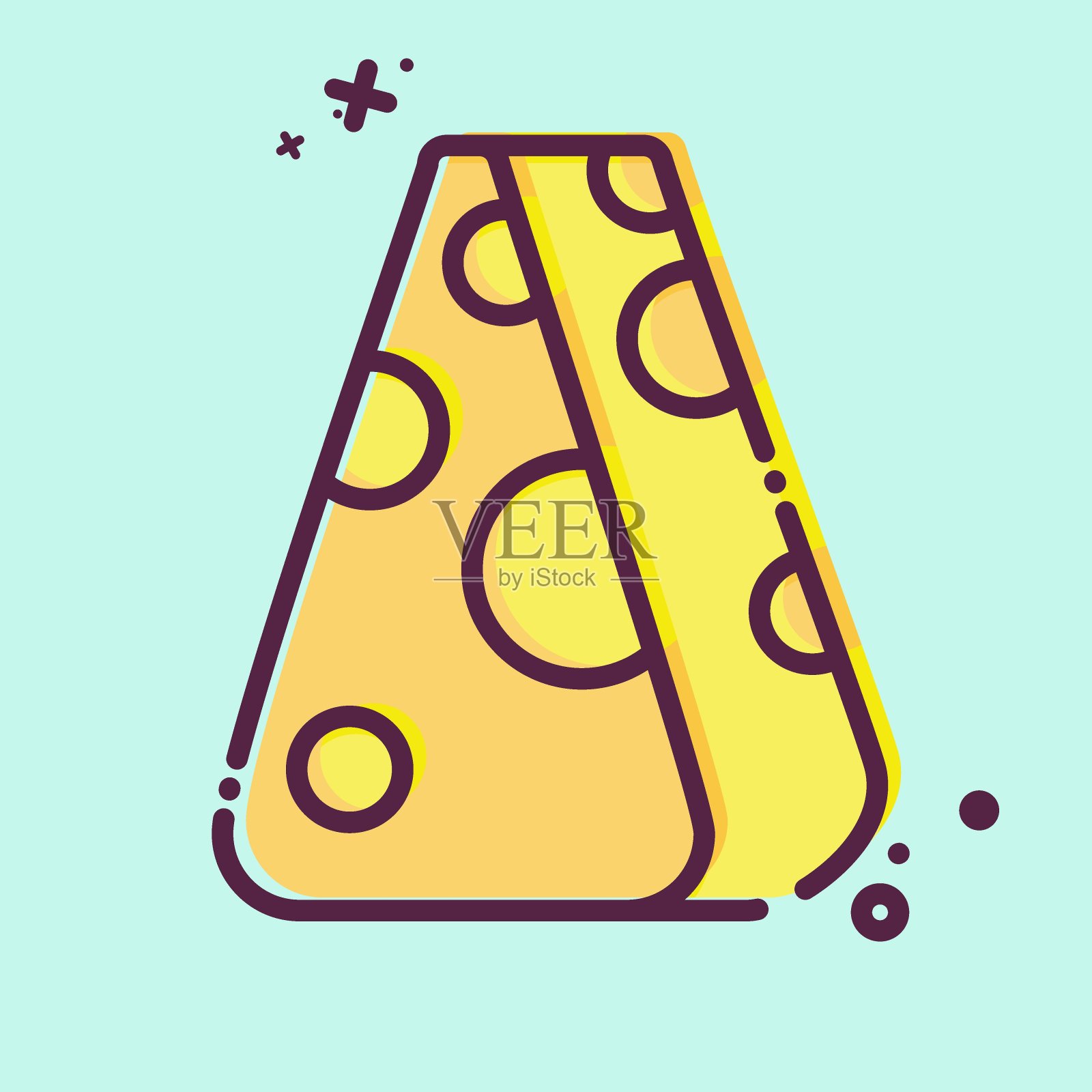 图标奶酪。与素食主义符号有关。MBE风格。简单的设计可编辑。简单的说明插画图片素材