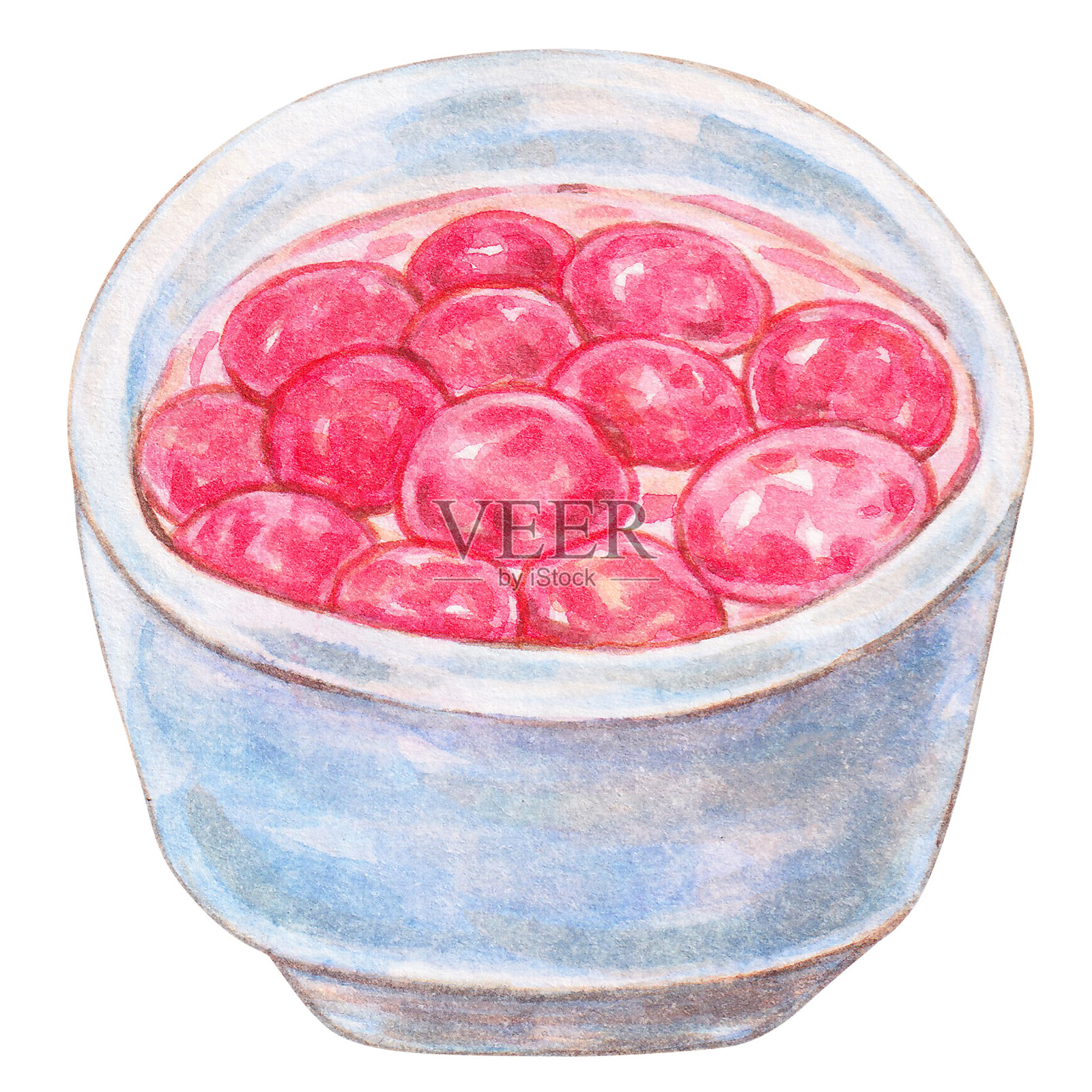 姜汁黑芝麻水彩馅儿，年夜饭插画图片素材