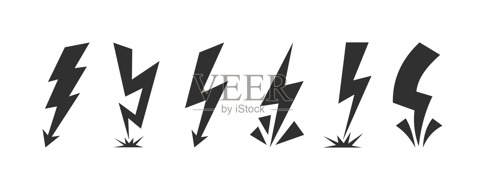 闪电图标集。轮廓的风格。矢量图标插画图片素材