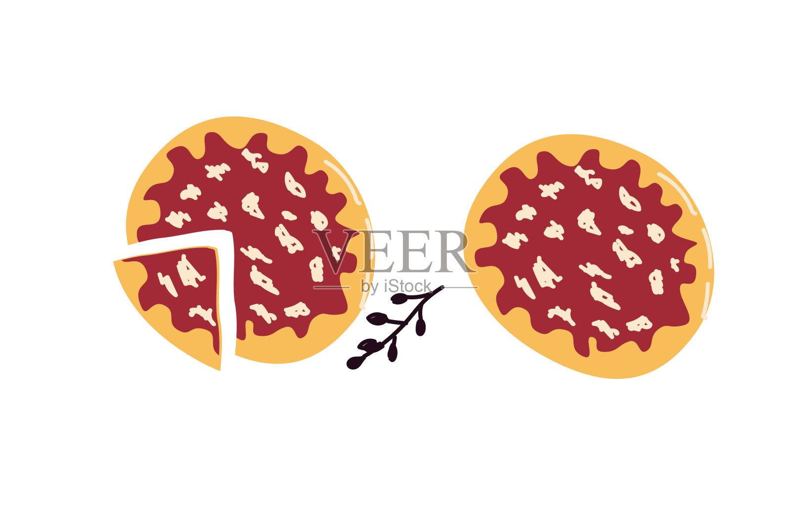 手绘水果浆果派，带馅料插画图片素材