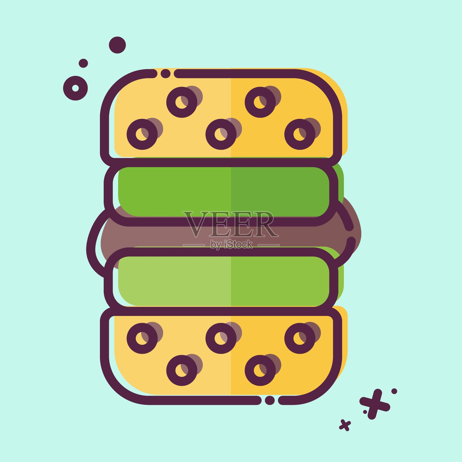 Icon素食汉堡。与素食主义符号有关。MBE风格。简单的设计可编辑。简单的说明插画图片素材