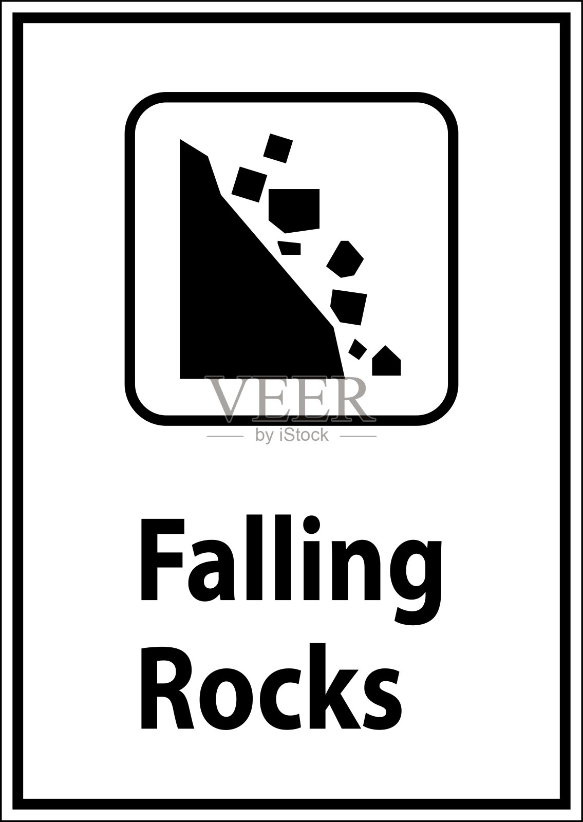 警告标志，公园标志和引导标志，落石插画图片素材