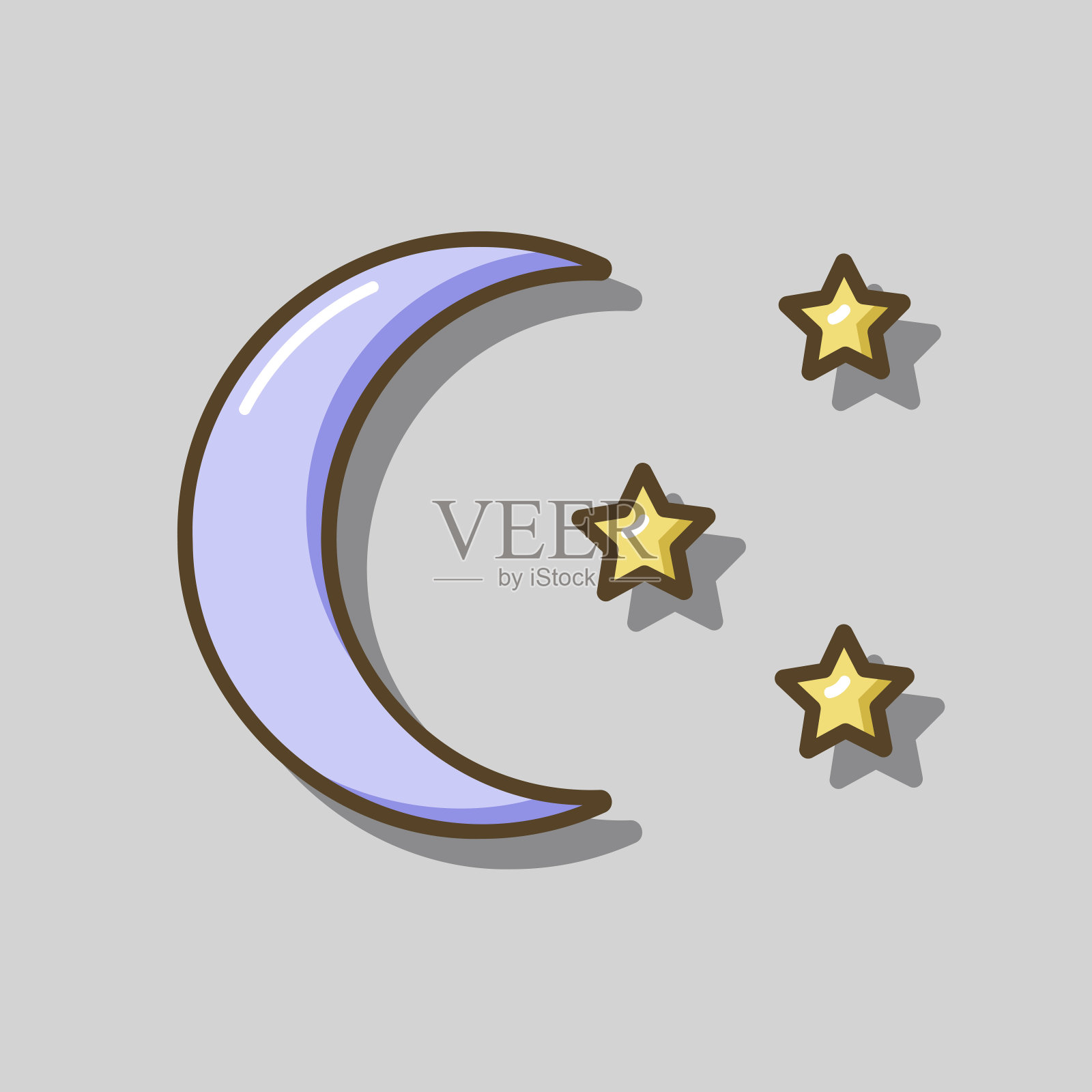 月亮和星星矢量隔离图标。野营的迹象插画图片素材