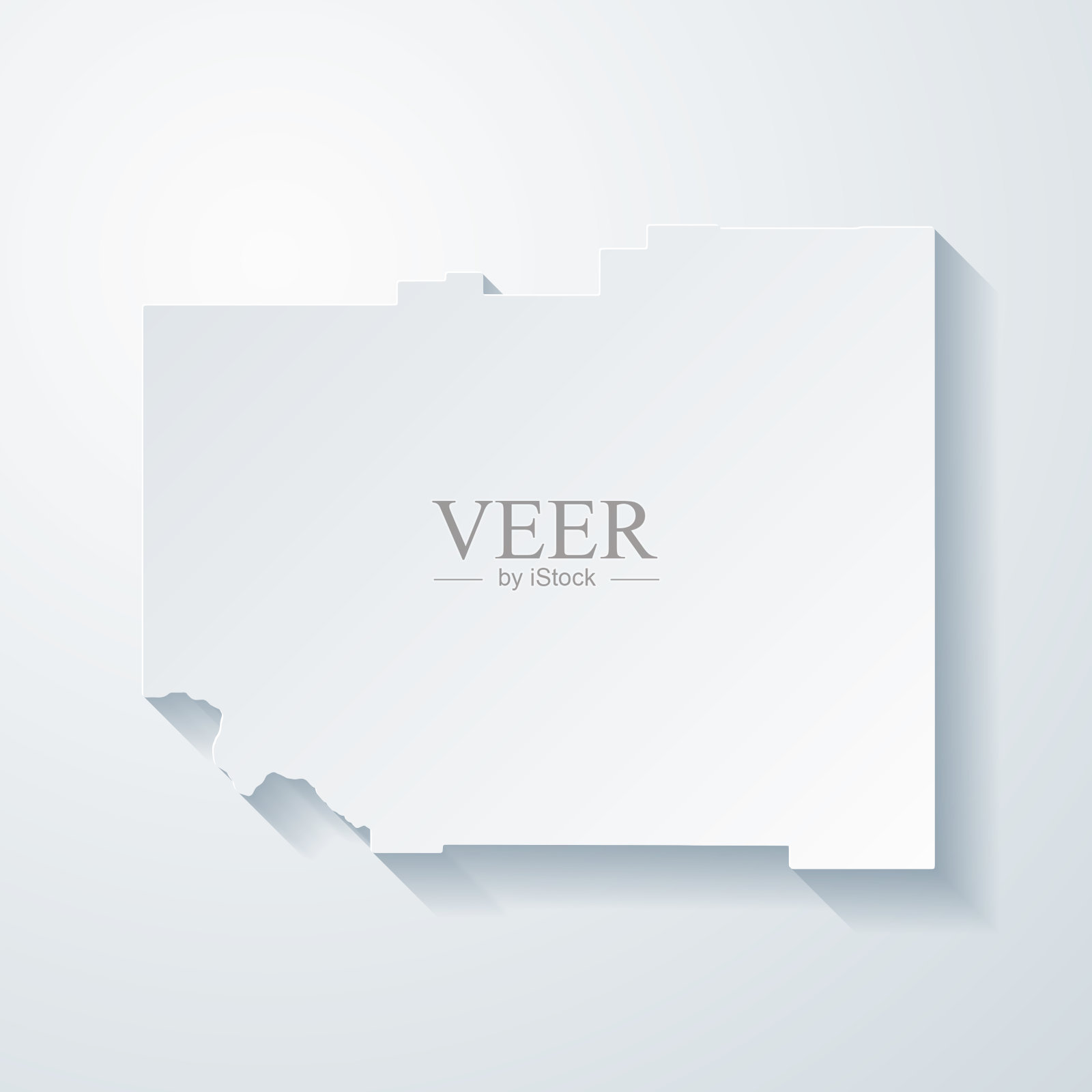 爱达荷州贝内瓦县。地图与剪纸效果的空白背景插画图片素材