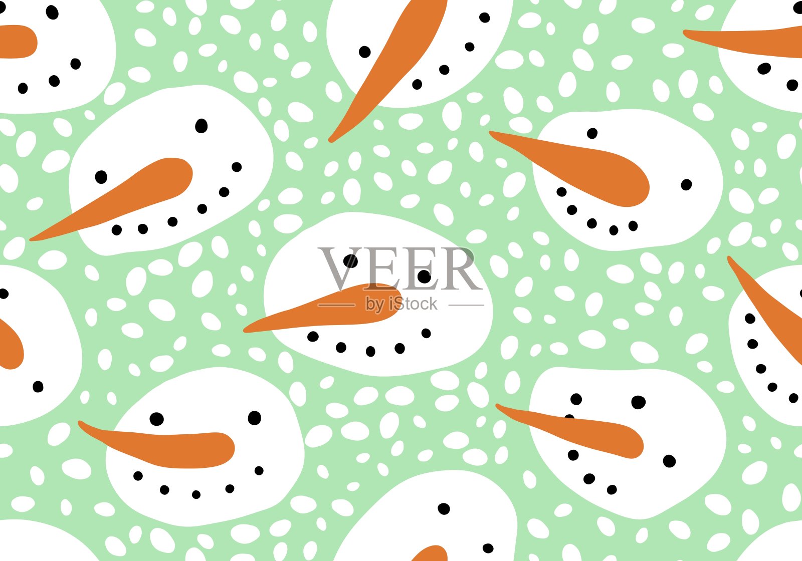 冬季圣诞无缝雪人图案包装纸插画图片素材