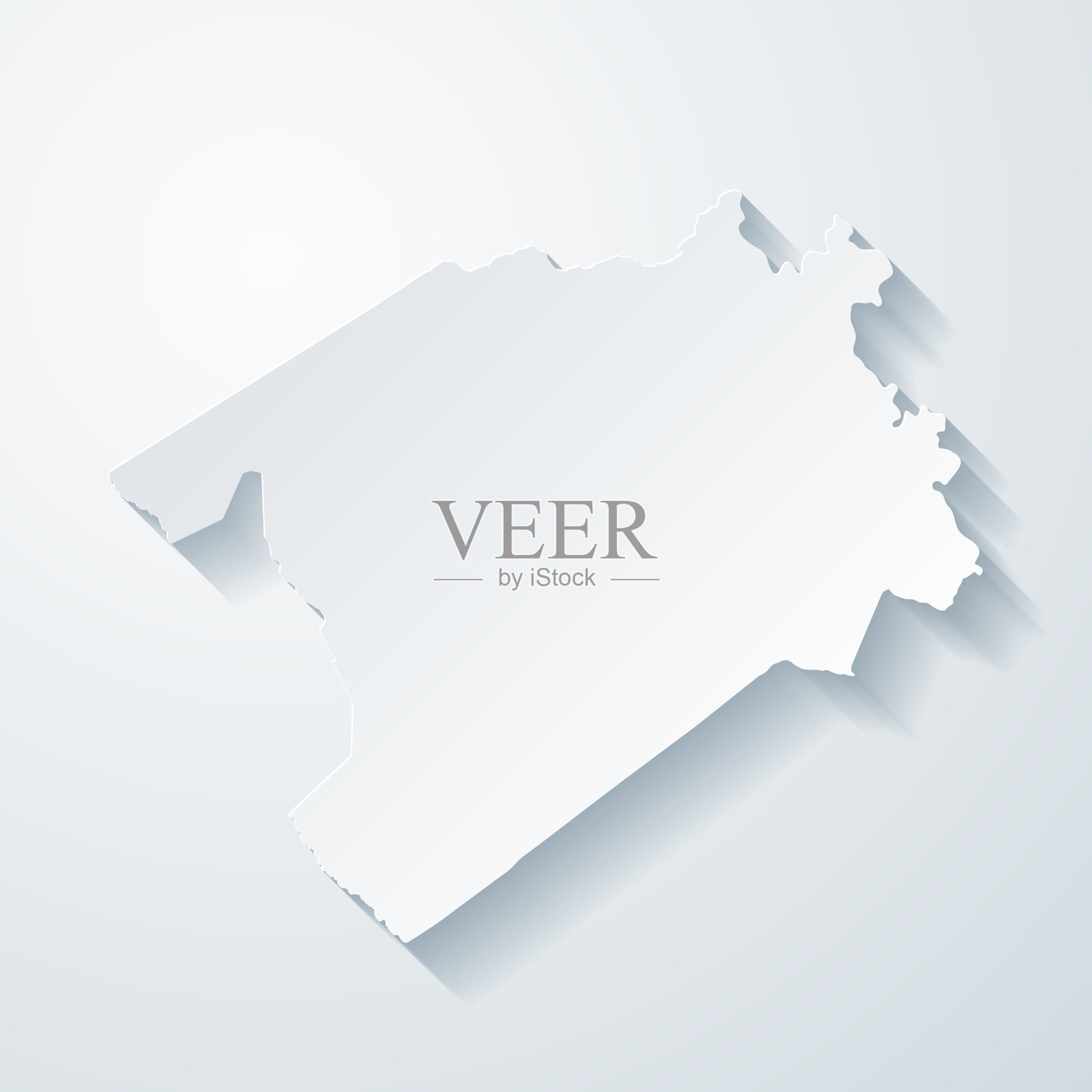 达灵顿县，南卡罗来纳州。地图与剪纸效果的空白背景插画图片素材