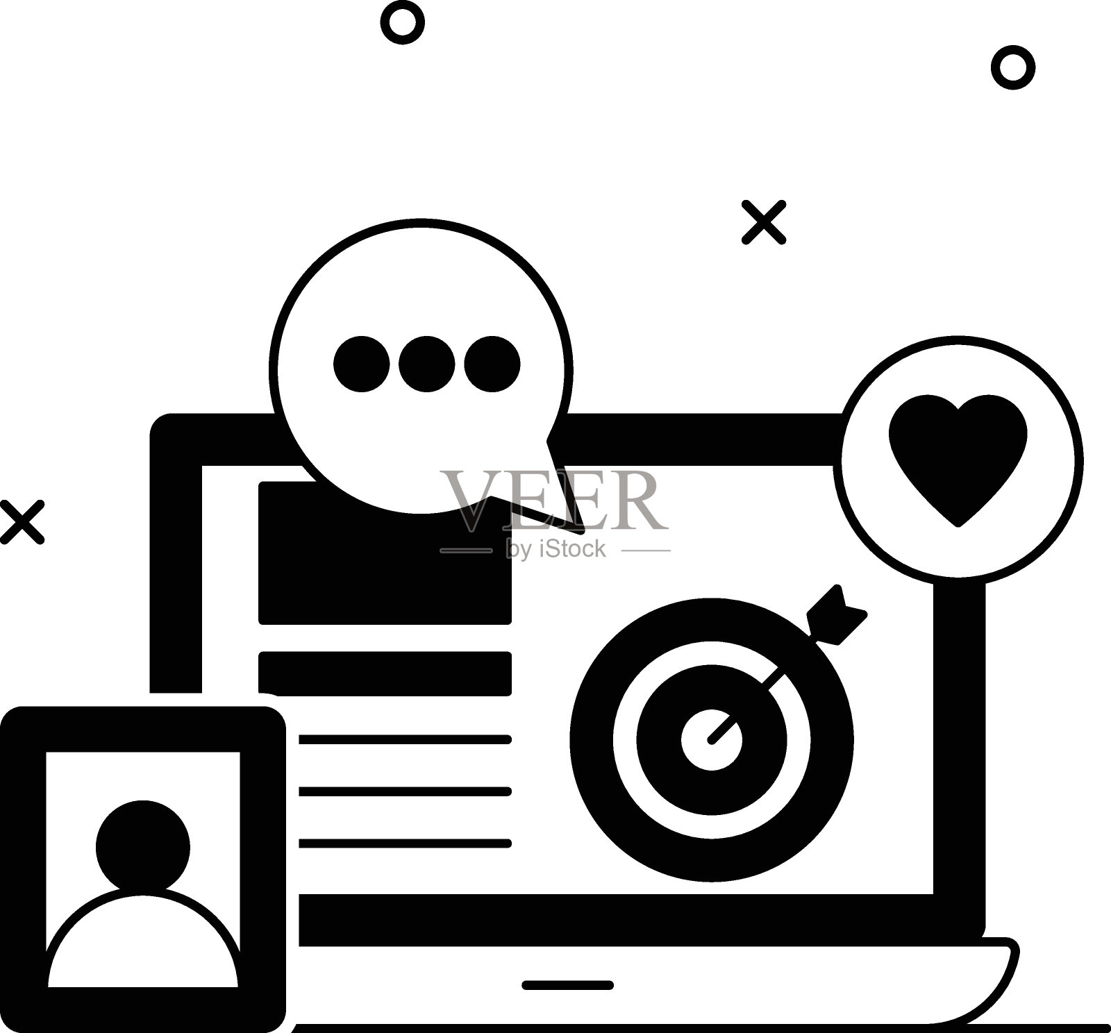 成功的绩效目标设定概念矢量图标设计，电子商务战略符号，数字市场拓展标志，监督和运营控制股票插图插画图片素材