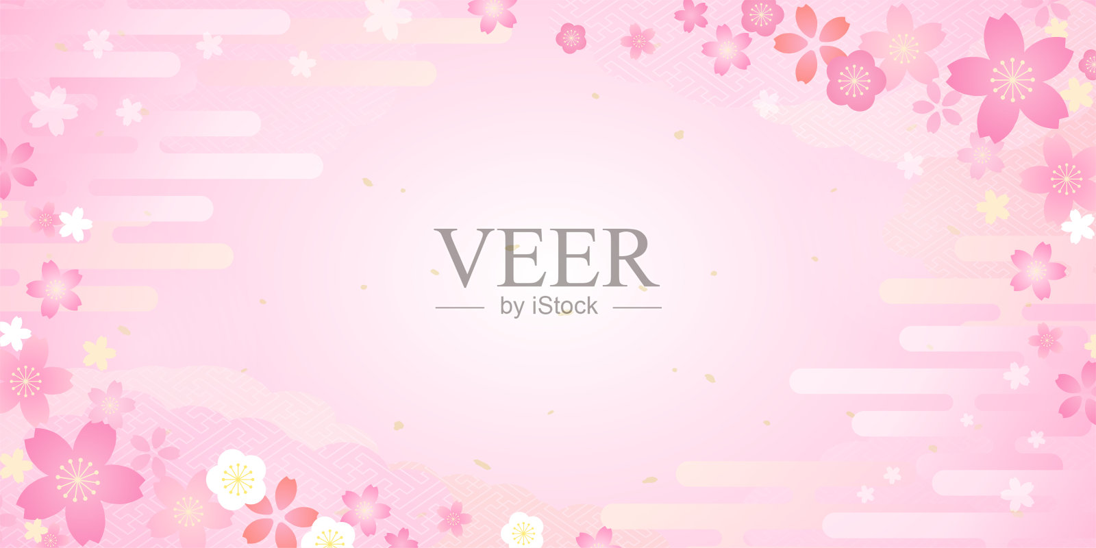 美丽的春天背景设计与樱花插图插画图片素材