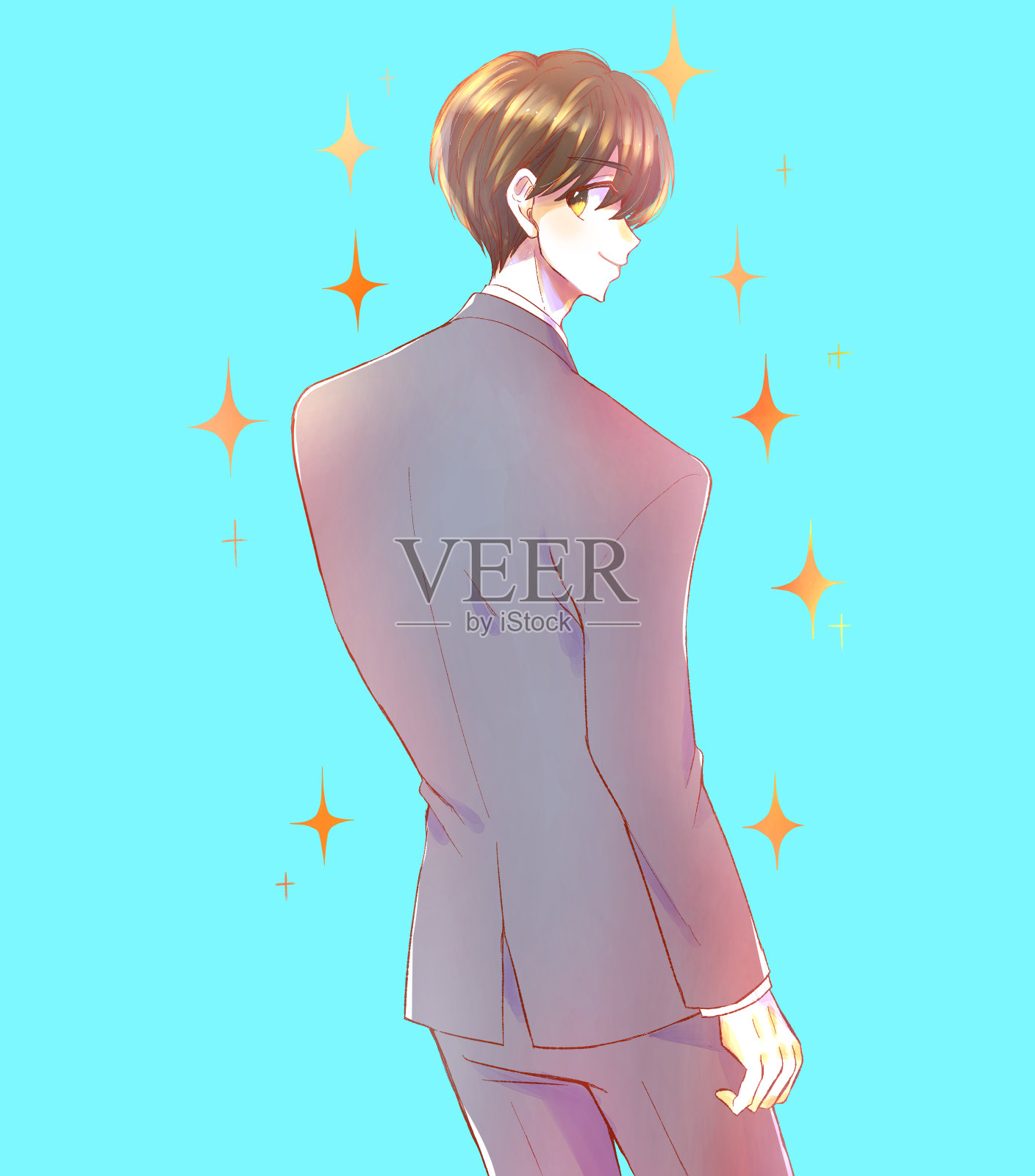 男性办公室职员转过身来插画图片素材