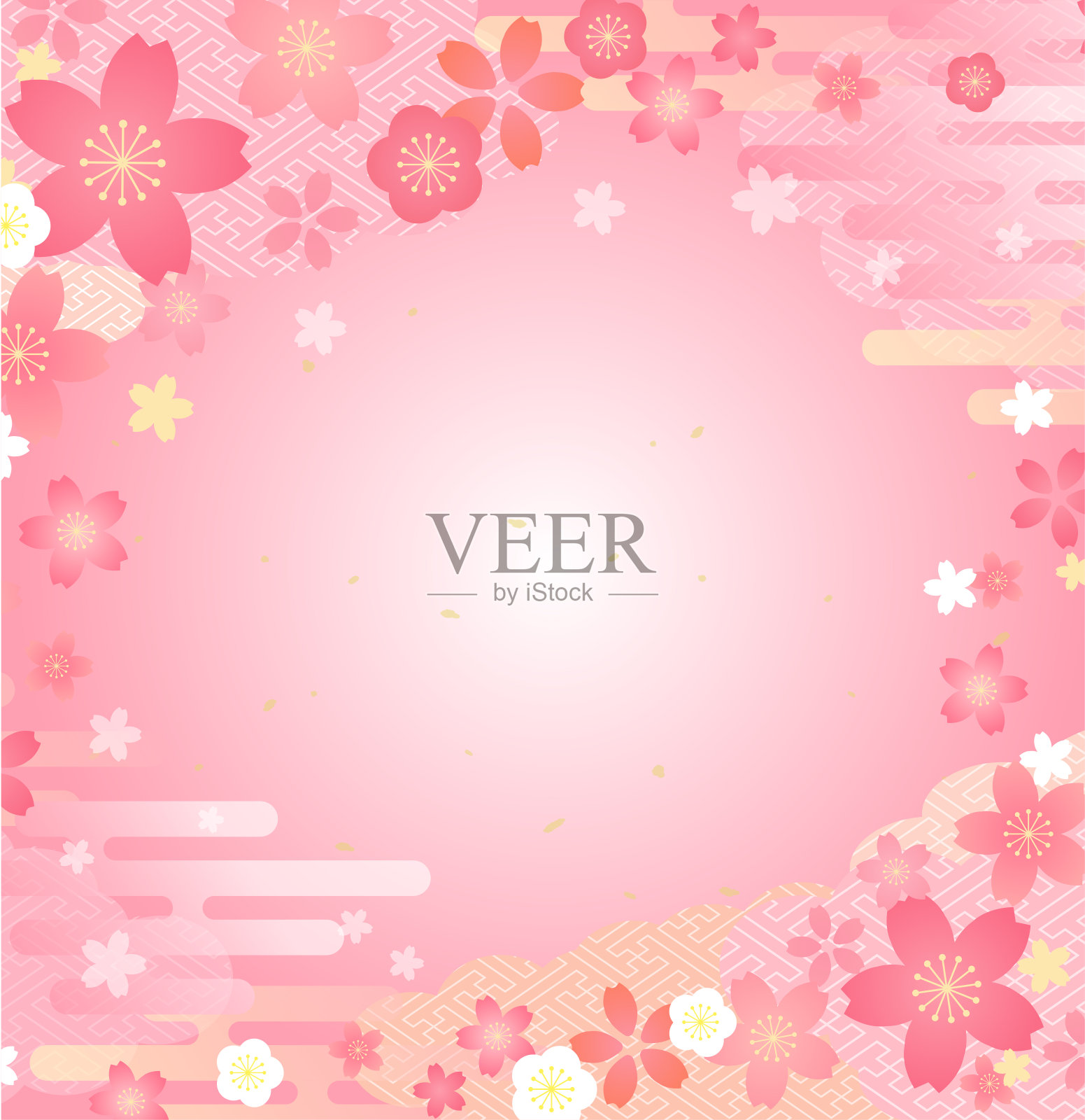 美丽的春天背景设计与樱花插图插画图片素材