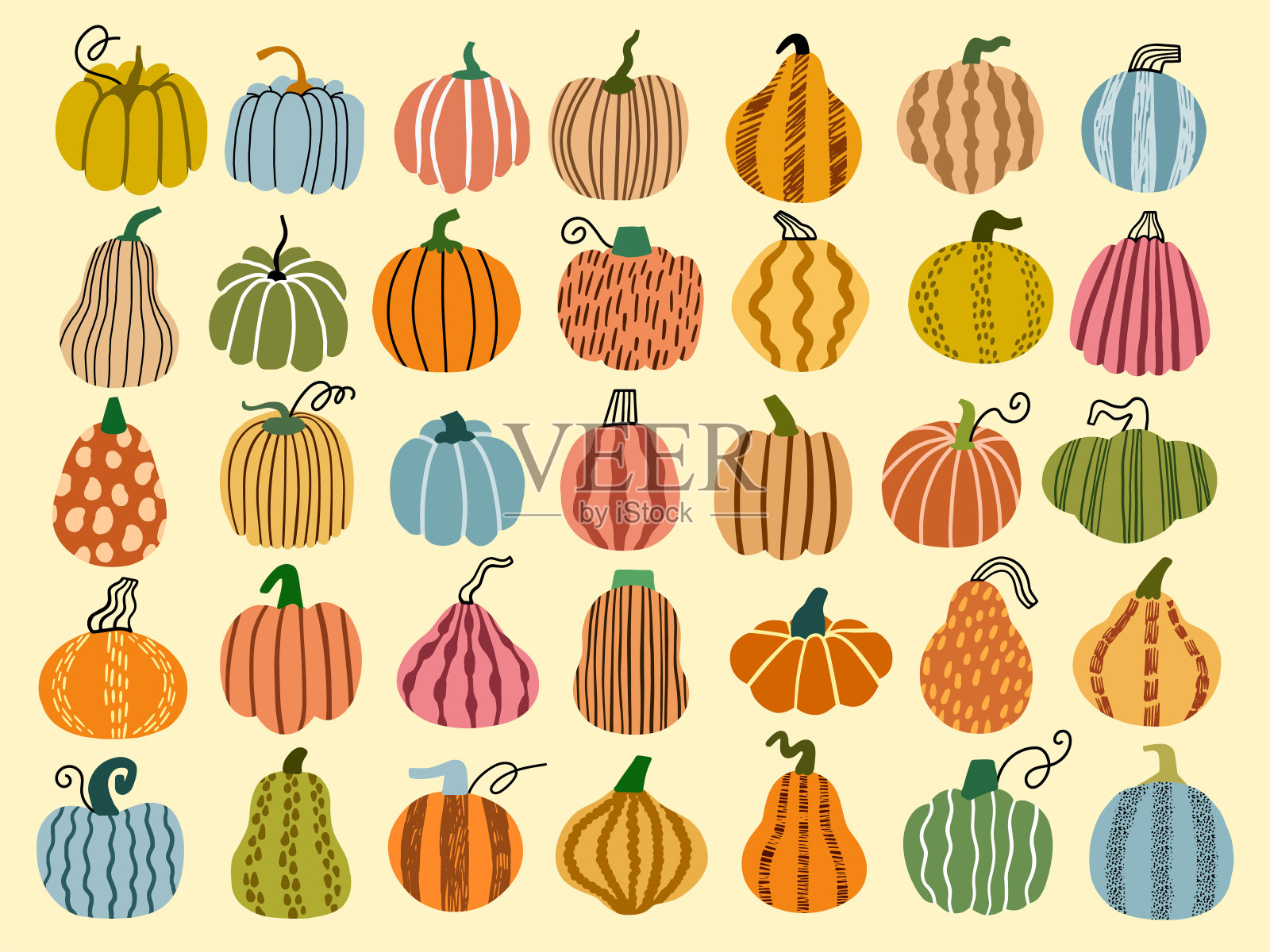 南瓜矢量手绘插图集插画图片素材