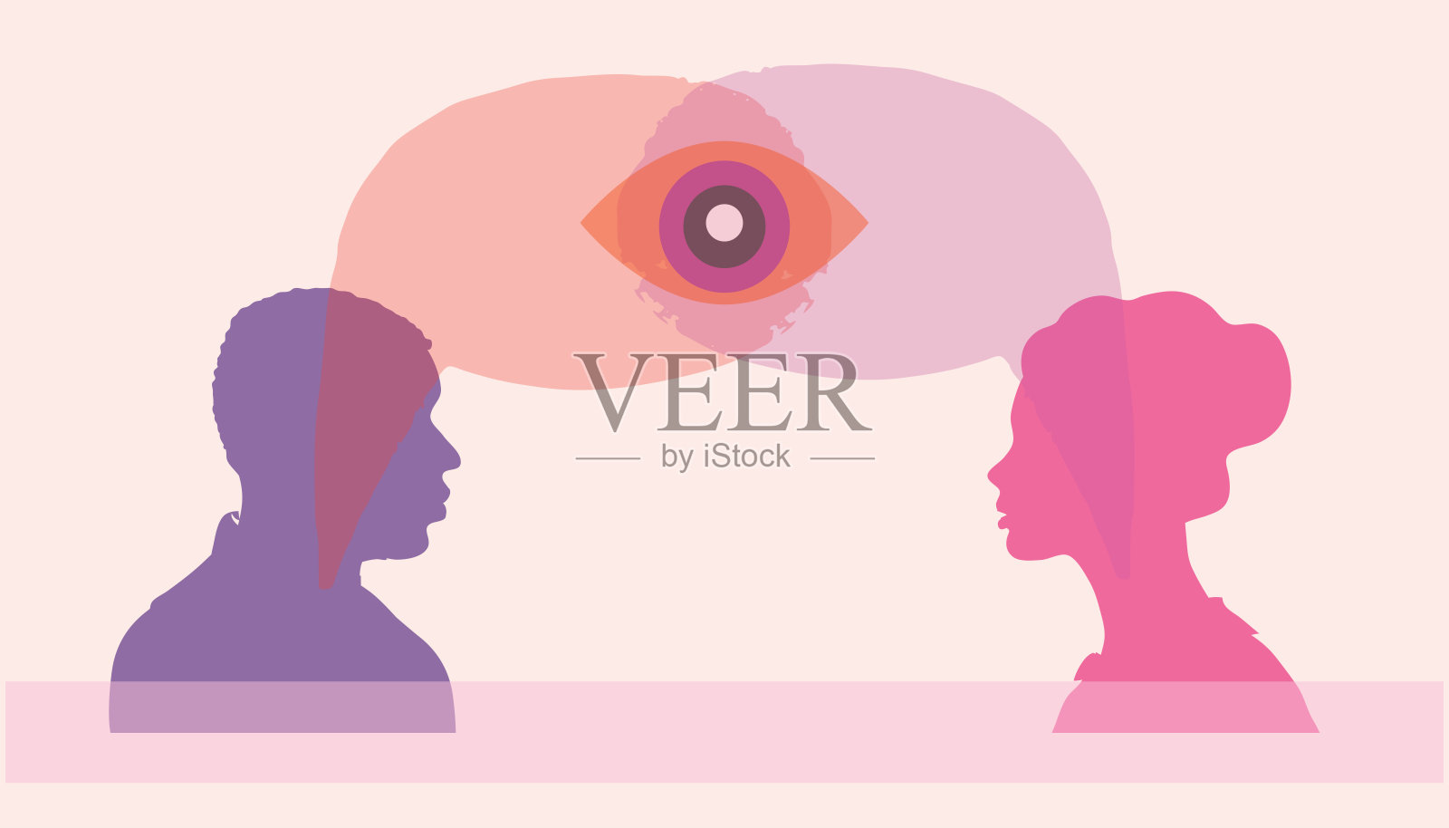 在一起聊天的年轻情侣扁平象征恋爱中的人插画图片素材