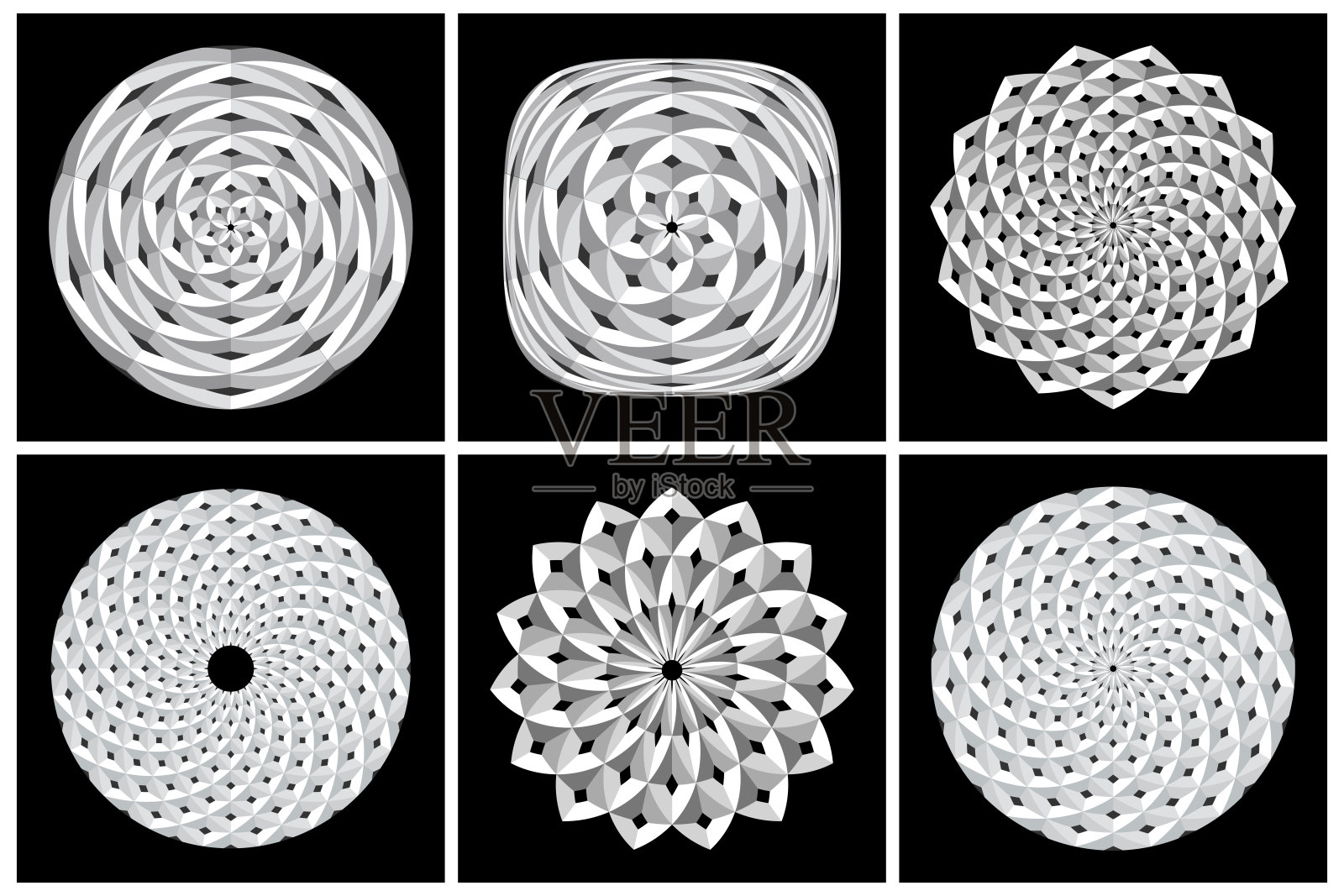 抽象几何圆和正方形设计元素集。插画图片素材