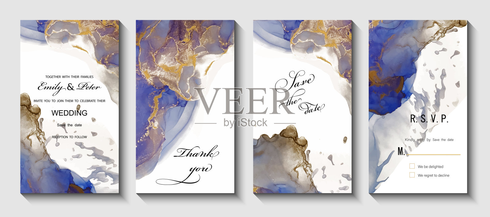 现代创意设计，背景大理石质感。婚礼的邀请。酒精墨水。矢量插图。插画图片素材