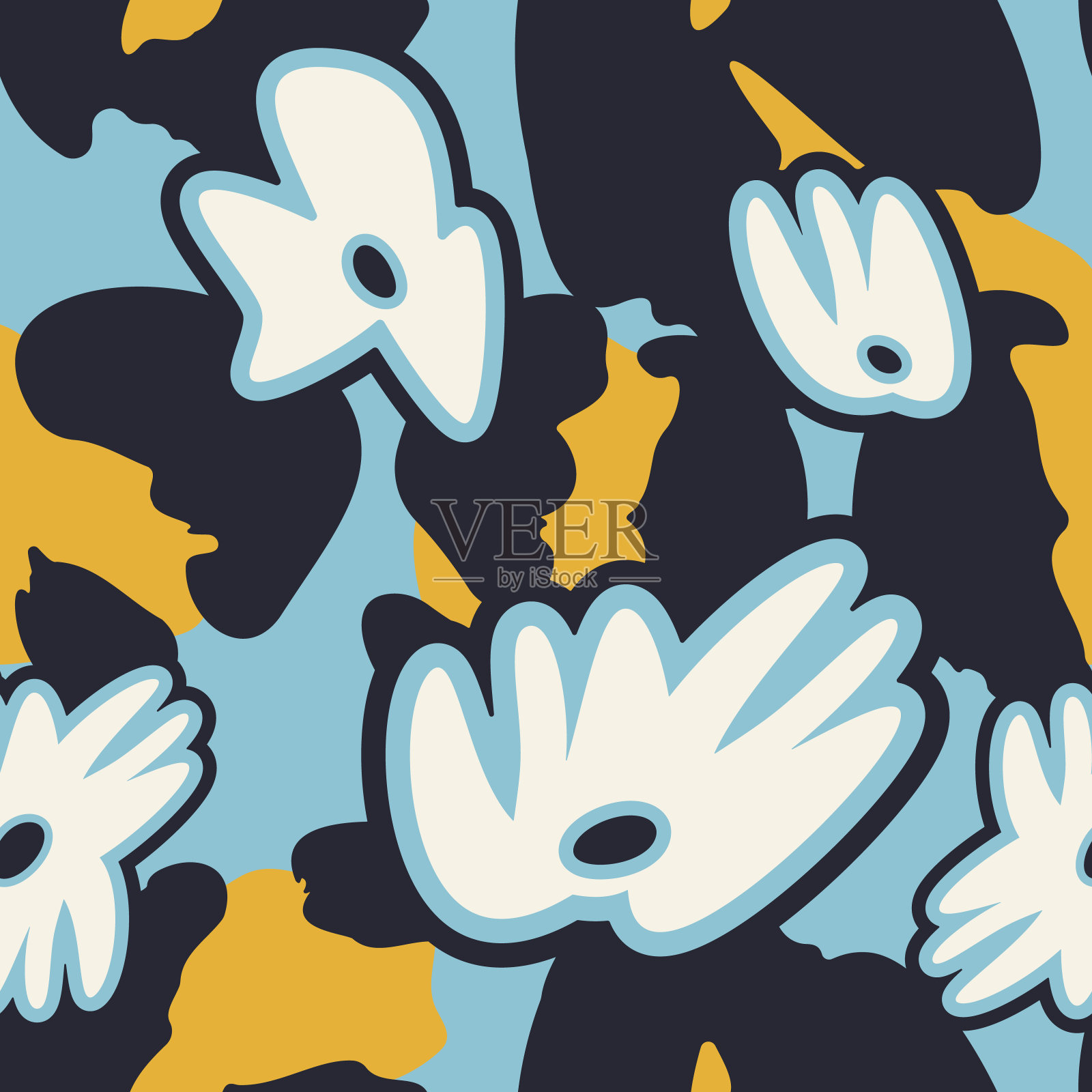 可爱的无缝图案与花朵。花卉矢量背景，印刷，设计插画图片素材