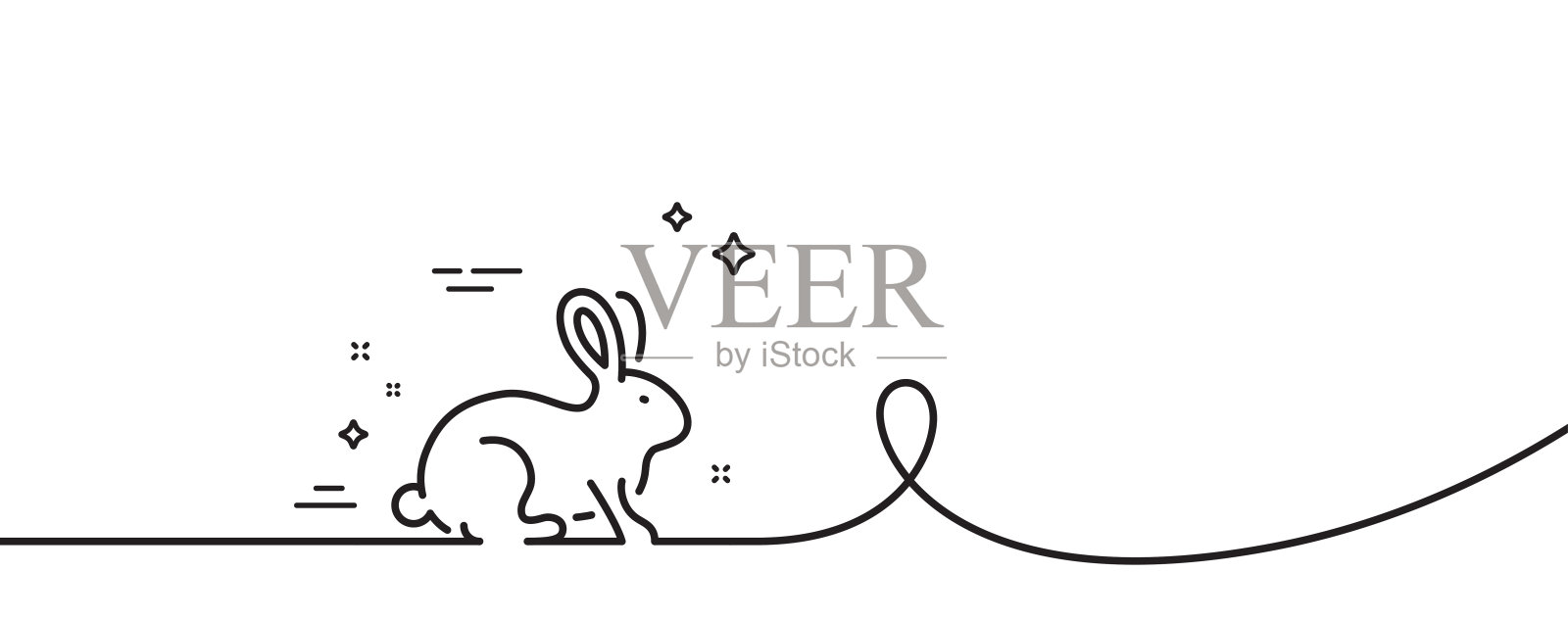 动物测试线图标。生物化妆品标志。公平贸易产品。带旋度的连续线。向量插画图片素材