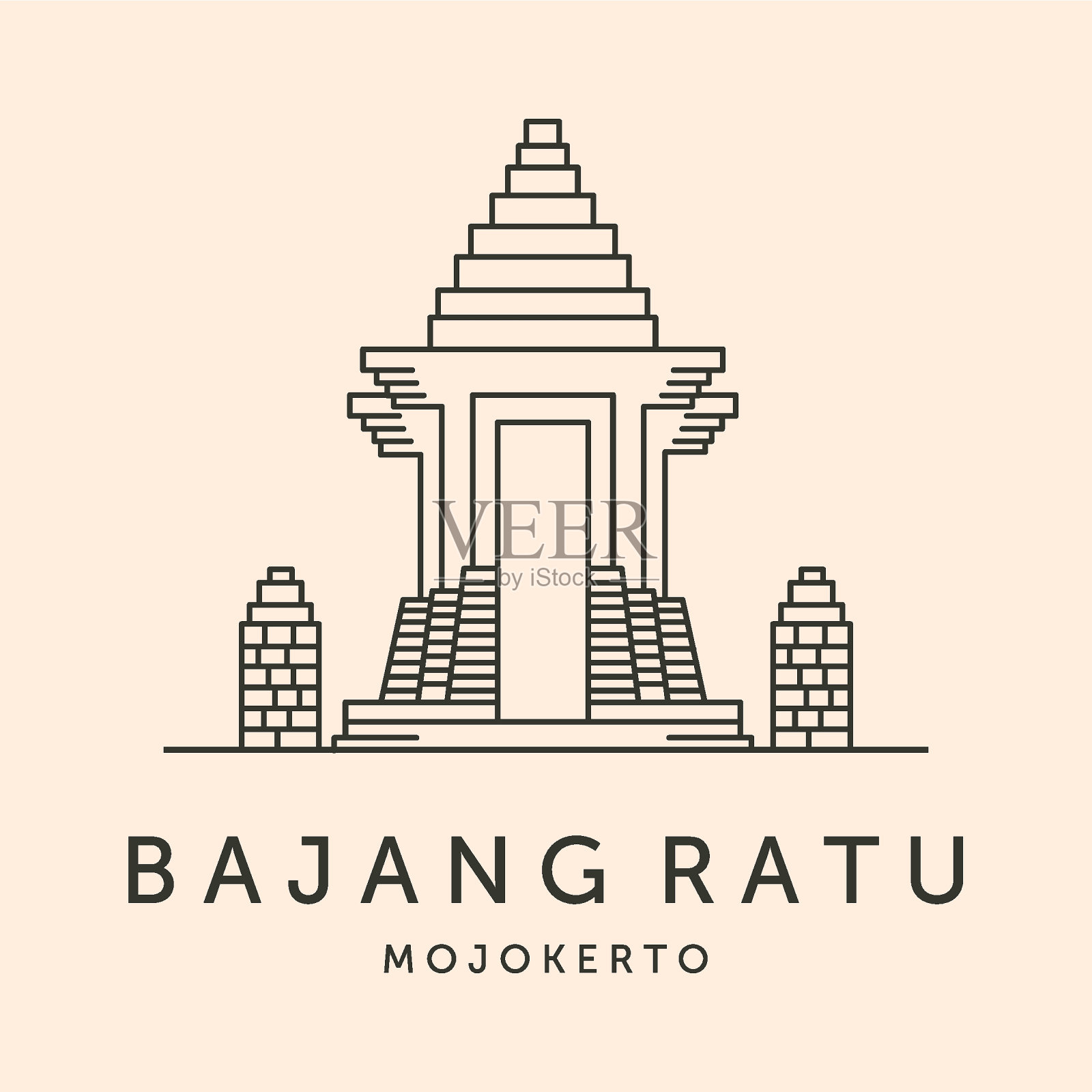 八戒寺图标线条艺术符号矢量符号插图设计插画图片素材