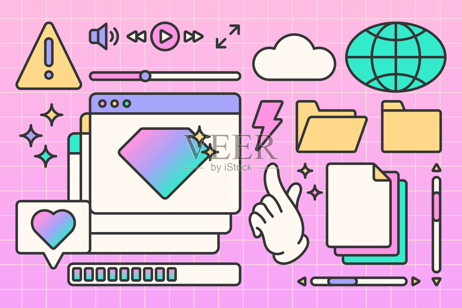 Y2k用户界面扩展插画图片素材