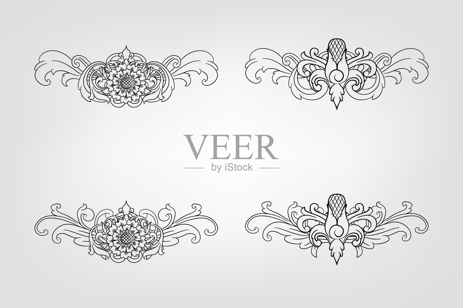 古典巴洛克花丝装饰装饰复古花边风格古董艺术复古插画图片素材