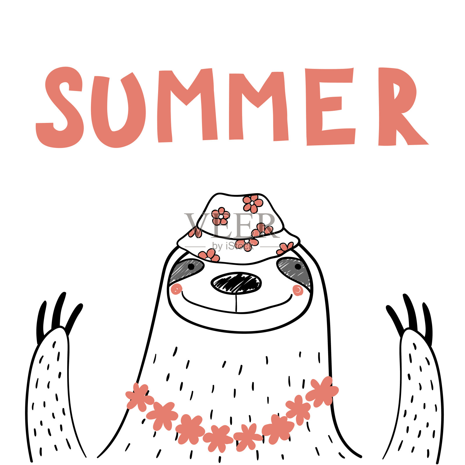 可爱的夏树懒插画图片素材