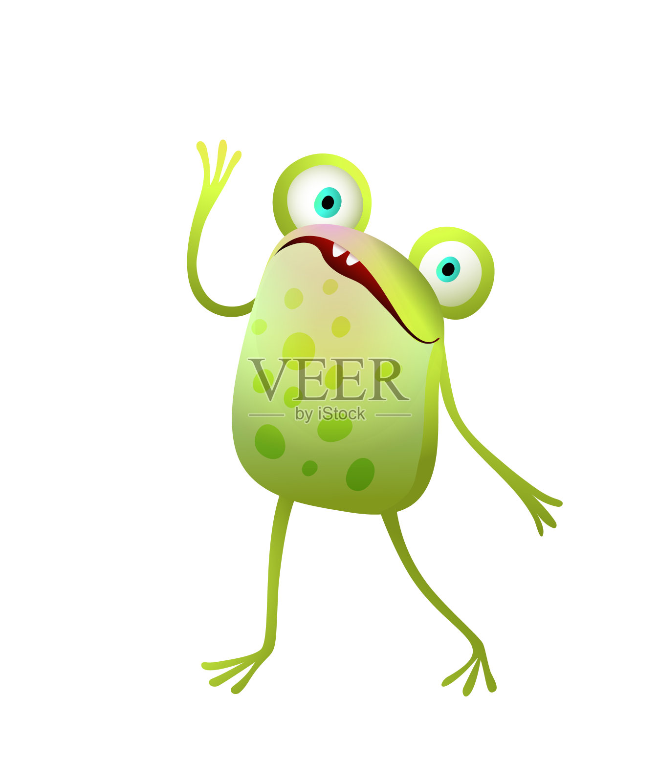 有趣的欢呼可爱的青蛙挥手打招呼插画图片素材