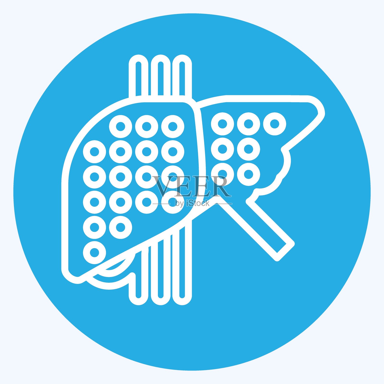 图示肝纤维化。与肝病学符号相关。蓝眼睛的风格。简单的设计可编辑。简单的说明插画图片素材